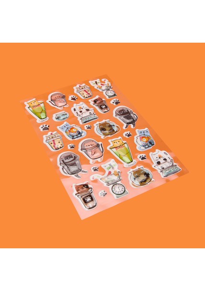 Astronot Kedi Temalı Sticker - Renkli fiyatları