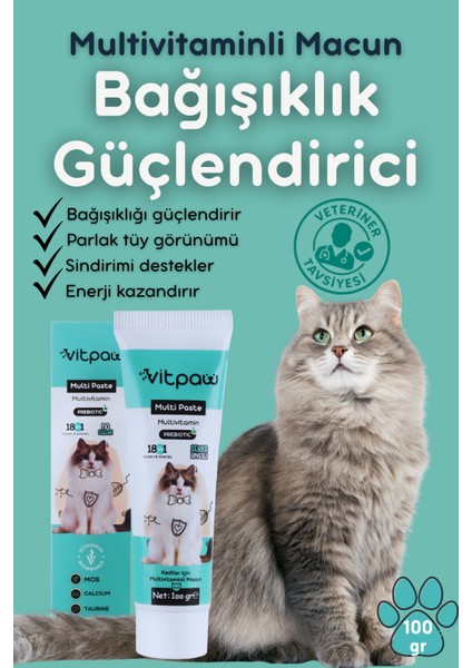 Multi Paste 100 Gr.(KEDİLER İÇİN BAĞIŞIKLIK GÜCLENDİRİCİ VE TÜY YUMAĞI ÖNLEYİCİ MULTİVİTAMİN) Kedi Vitamin