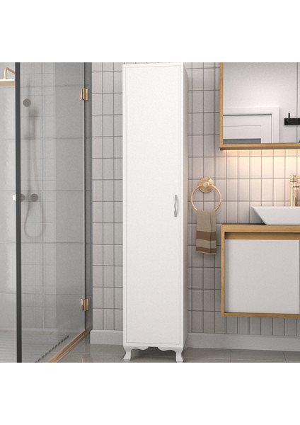 Tek Kapaklı 5 Raflı Boy Dolap - Beyaz - 170X35,5X35 cm fiyatları