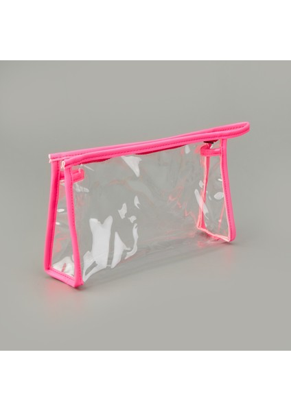 Fosforlu Xl Pvc Kozmetik Çantası - Şeffaf / Pembe - 16X26 cm fiyatları