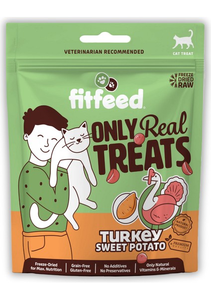 Freeze-Dried Çiğ Hindi&tatlı Patates Kedi Ödül Maması 40G