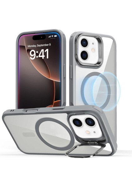 iPhone 12/ 12 Pro Uyumlu Kenarları Renkli Stand Magsafe Kılıf