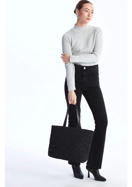 Lcw Accessorıes Siyah Kapitone Desenli Kadın Tote Çanta modelleri