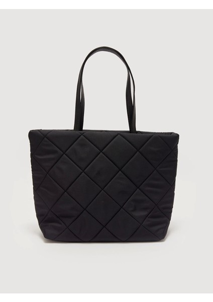 Lcw Accessorıes Siyah Kapitone Desenli Kadın Tote Çanta fırsatları