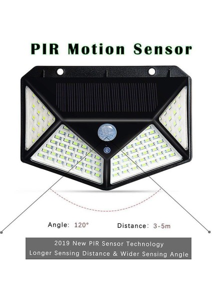 Siyah Solar Güneş Enerjili Hareket Sensörlü 4 Taraflı Bahçe Garaj Ev Aydınlatma Lambası modelleri