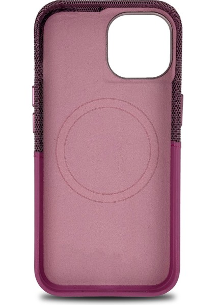 iPhone 13/ 14 Uyumlu Kumaş ve Deri Kaplamalı Kartlıklı Metal Kamera Detaylı Sahra Kılıf modelleri