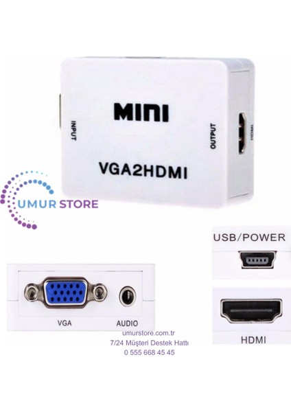 VGA To HDMI Çevirici Dönüştürücü Adaptör