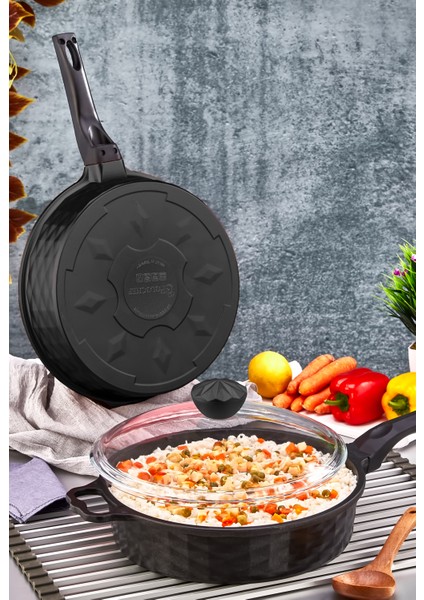 Derin Döküm Granit Yardımcı Kulplu Tava 28 cm