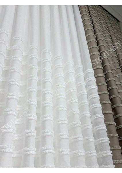 Half Yatay Keten Tül Perde | Ağır Gramajlı, 1/3 Sık Pileli, Ütü Gerektirmez