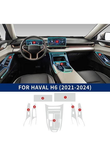 Haval H6 3rd Gen 2021-2024 Araba Merkezi Konsol Navigasyon Dashboard Dişli Kapı Pencere Paneli Iç Film Tpu Şeffaf Lhd (Yurt Dışından) fiyatları