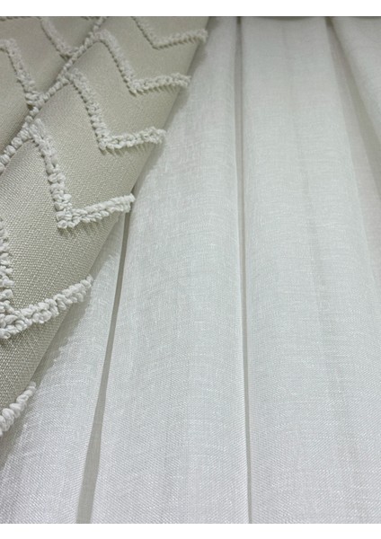 Foldet Naturel Keten Tül Perde – Sade ve Şık Görünüm | Keten Modern Tül | Tercih Edilen