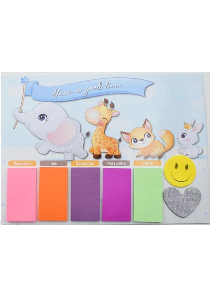 22X30 50 Yaprak 5 Blok Haftalık Planlayıcı Sevimli Orman Hayvanları (Fil-Zürafa-Tilki-Tavşan) (HP-3778)