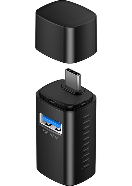 WIZARD 3-In-1 Type-C To Usb-A Otg Çevirici Dönüştürücü Adaptör, 1*usb-A 3.0 ve 2.usb-A 2.0, Siyah