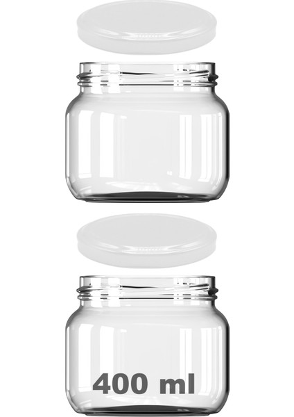 400 ml Kavanoz Metal Beyaz Konserve Kapaklı 400 cc Şeffaf Magnolya Cam Kavanoz 2 Adet