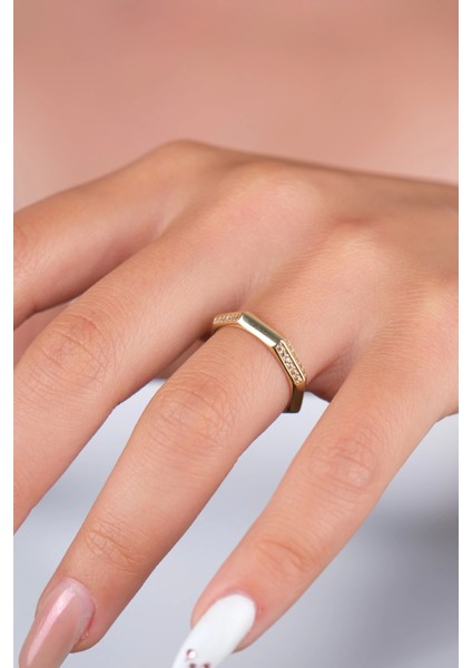 14 Ayar Altın Köşeli Taşlı Yüzük 938 modelleri