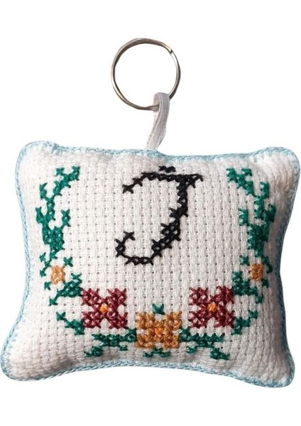 4096 El Yapımı I Harfi Kanaviçe Anahtarlık