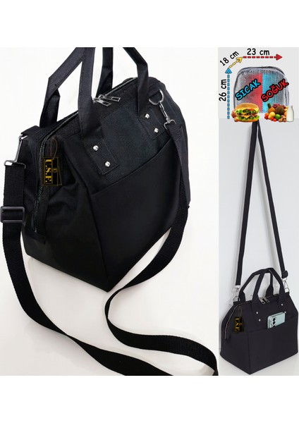 Beslenme Çantası Isı Yalıtımlı Termal Termoslu Sıcak Soğuk Yemek, Mama, Gıda Askılı Taşıma Çantası