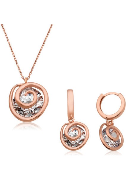 Aşk Döngüsü Zirkon Taş 925 Ayar Gümüş Kadın Set