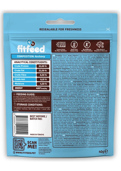 Freeze-Dried Çiğ Hamsi Kedi Ödül Maması 40G fiyatları