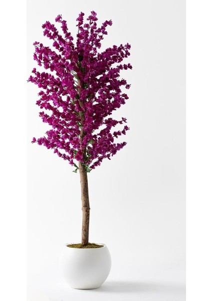 Yapay Bahar Dalı Ağacı Mor 180 cm 81 Dal Plastik Küre Saksı