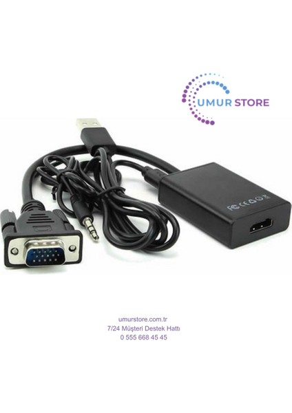 VGA To HDMI Kablo Dönüştürücü Görüntü ve Ses Çevirici