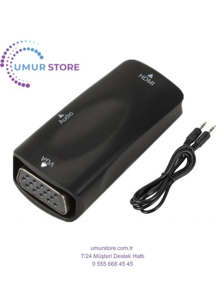 HDMI To VGA Monitör Ses Destekli Çevirici Dönüştürücü Adaptör Dişi-Dişi