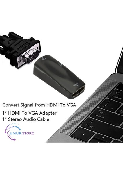 HDMI To VGA Monitör Ses Destekli Çevirici Dönüştürücü Adaptör Dişi-Dişi modelleri