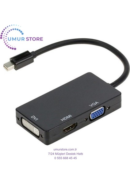 Mini Displayport To HDMI DVI VGA Kablo Çevirici Dönüştürücü Thunderbolt Adaptör