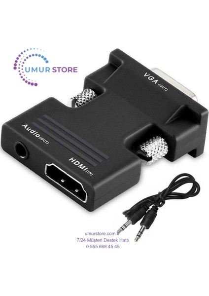 Ses Destekli HDMI To VGA Kablo Çevirici Dönüştürücü