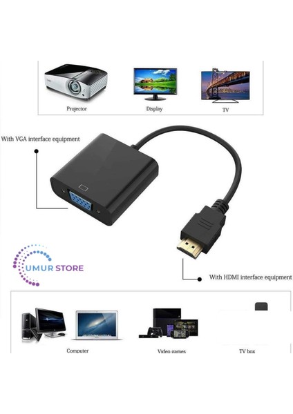 HDMI To VGA Kablo Çevirici Dönüştürücü Görüntü Aktarıcı modelleri
