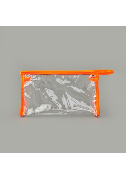 Fosforlu Xl Pvc Kozmetik Çantası - Şeffaf / Sarı - 16X26 cm