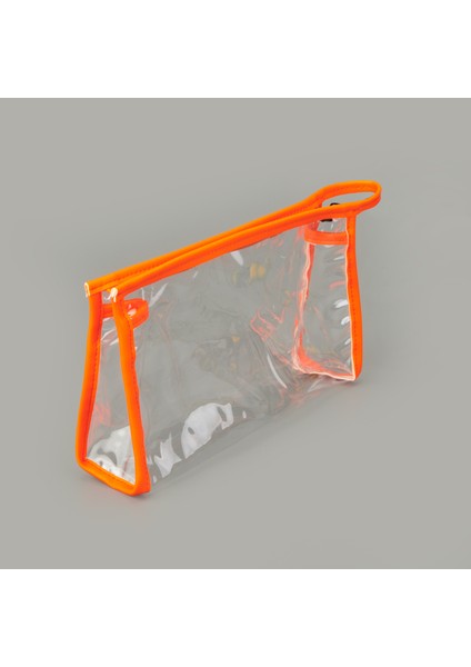 Fosforlu Xl Pvc Kozmetik Çantası - Şeffaf / Sarı - 16X26 cm fiyatları