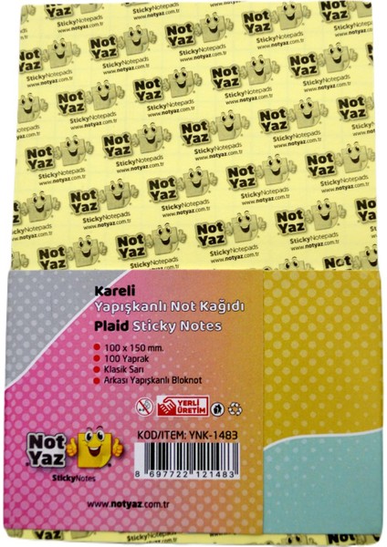 Not Yaz 100X150 100 Yaprak Yapışkanlı Kareli Not Kağıdı Sarı (YNK-1483) fiyatları