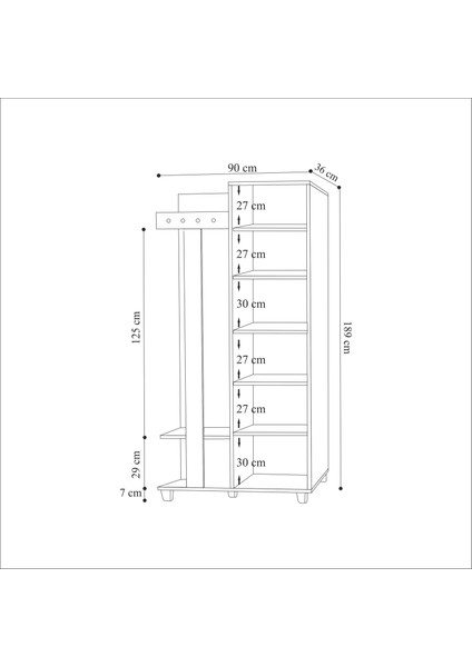 Belmont Portmanto - Sonoma - 189X36X90 cm