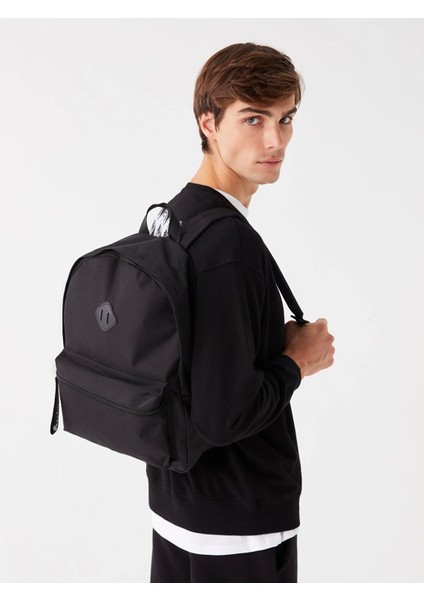 Lcw Accessorıes Siyah Düz Fermuarlı Erkek Sırt Çantası