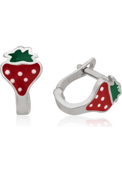 Çocuk Çilek 925 Ayar Gümüş Küpe