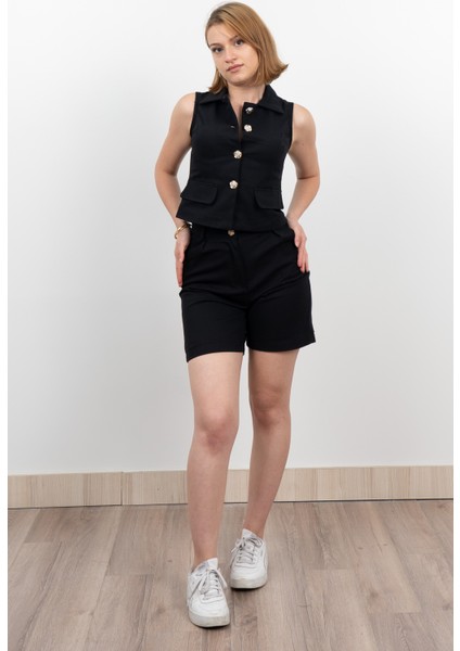 Gabardin Kumaş Şort Yelek Takım 1251 fiyatları