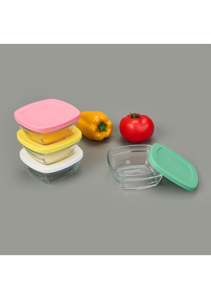 Glass 4 You 4'lü Kapaklı Cam Saklama Kabı - Renkli - 310 ml fiyatları