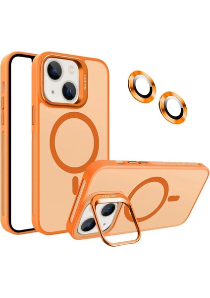 Apple Iphone 15 Uyumlu Kılıf Standlı Mat Magsafe Metal Tuş Kamera Lens Hediyeli Nevada Case