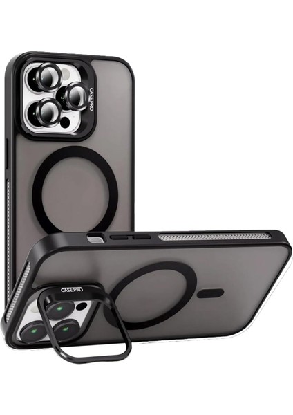Apple Iphone 16 Pro Max Uyumlu Kılıf Standlı Mat Magsafe Metal Tuş Kamera Lens Hediyeli Nevada Case