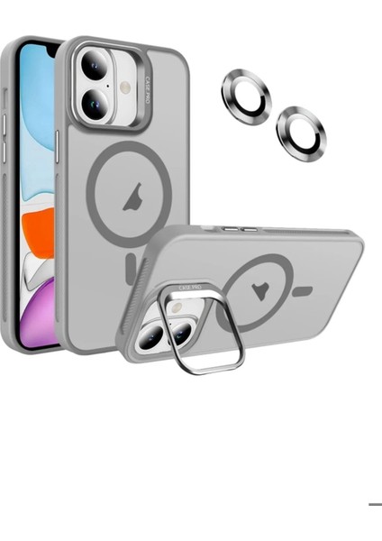 Apple Iphone 16 Uyumlu Kılıf Standlı Mat Magsafe Metal Tuş Kamera Lens Hediyeli Nevada Case
