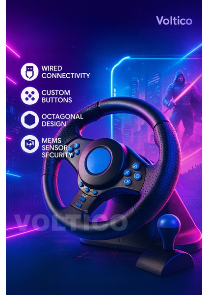 180° Dönebilen Direksiyon Seti Pc/ laptop/ ps3/ Pedal ve Vitesli Racing Wheels yarış keyfi