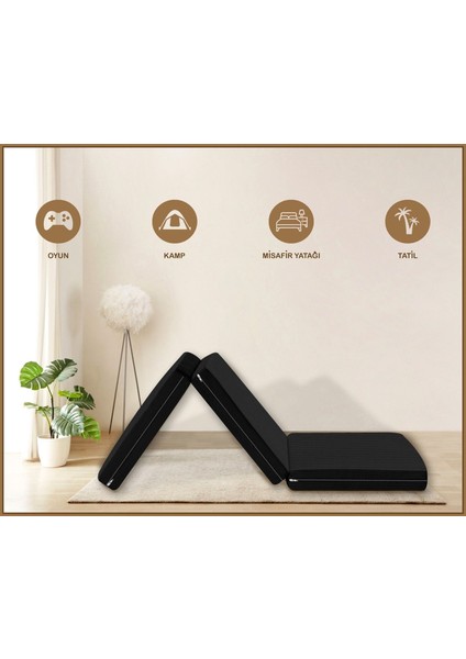 Evim Canvas Siyah Fermuarlı Katlanabilir Yer Yatağı Yer Minderi 6cm fiyatları