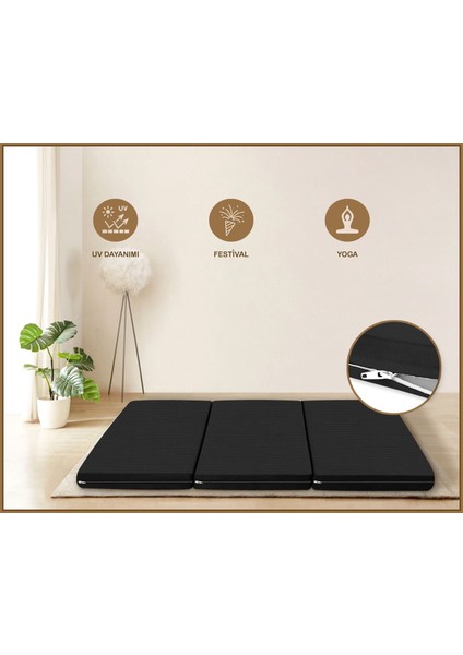 Evim Canvas Siyah Fermuarlı Katlanabilir Yer Yatağı Yer Minderi 6cm fırsatları