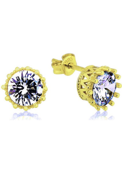 Gold Tektaş 925 Ayar Çivili Gümüş Küpe