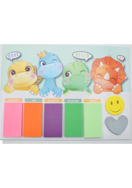 22X30 50 Yaprak 5 Blok Haftalık Planlayıcı Sevimli Dinozorlar (HP-3754)