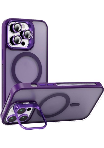 Apple Iphone 15 Pro Max Uyumlu Kılıf Standlı Mat Magsafe Metal Tuş Kamera Lens Hediyeli Nevada Case