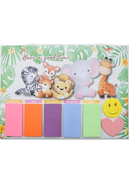 22X30 50 Yaprak 5 Blok Haftalık Planlayıcı Sevimli Orman Hayvanları (Aslan-Zebra-Fil-Zürafa) (HP-3785)