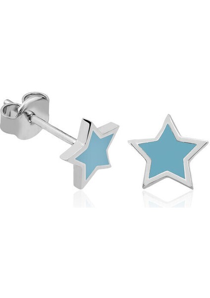Fosforlu Mavi Yıldız 925 Ayar Gümüş Küpe