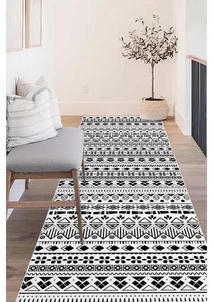 Dijital Kaymaz Yıkanabilir Modern Çizgili Salon Halısı Mutfak Halısı Yolluk DC-7195